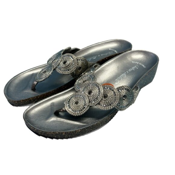 Andrea E Michele Cork Wedge Thong Sandals Made in Italy SIZE 9.5 - Picture 2 of 6